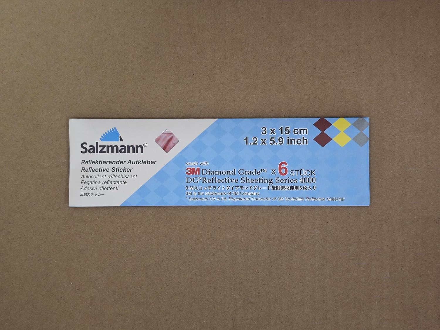 Salzmann Reflective Diamond Grade Stickers | Waterproof, All-Weather Reflective Stickers | Made with 3M Diamond Grade | Ideal for Cars, Garage Doors, Motorbikes, Trailers, Etc. | Pack of 6 image number 1