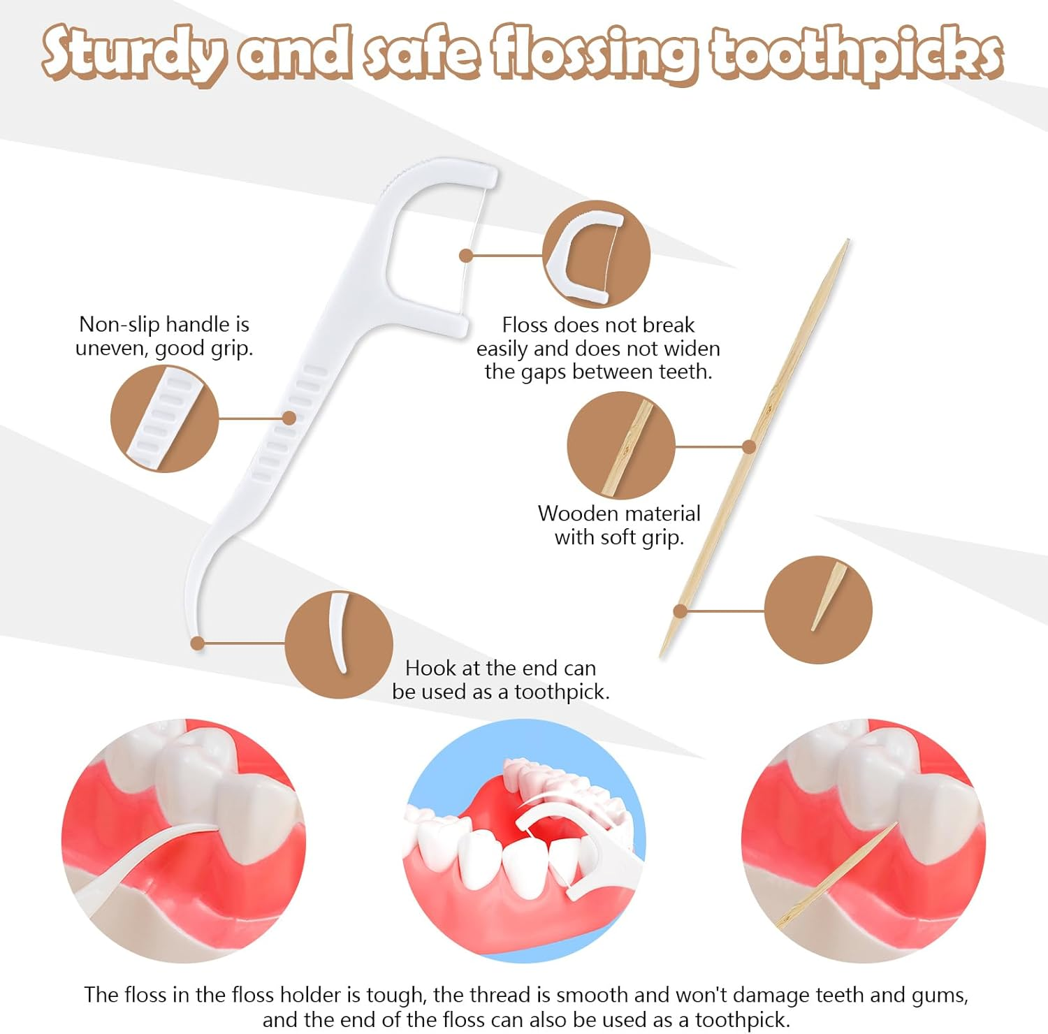 2 in 1 Toothpick & Floss Pick Holder Dispenser, 3Pcs Toothpick Holder with 360 Toothpicks & 90 Floss Sticks, Floss Pick Dispenser Toothpick Case for Home Travel image number 2