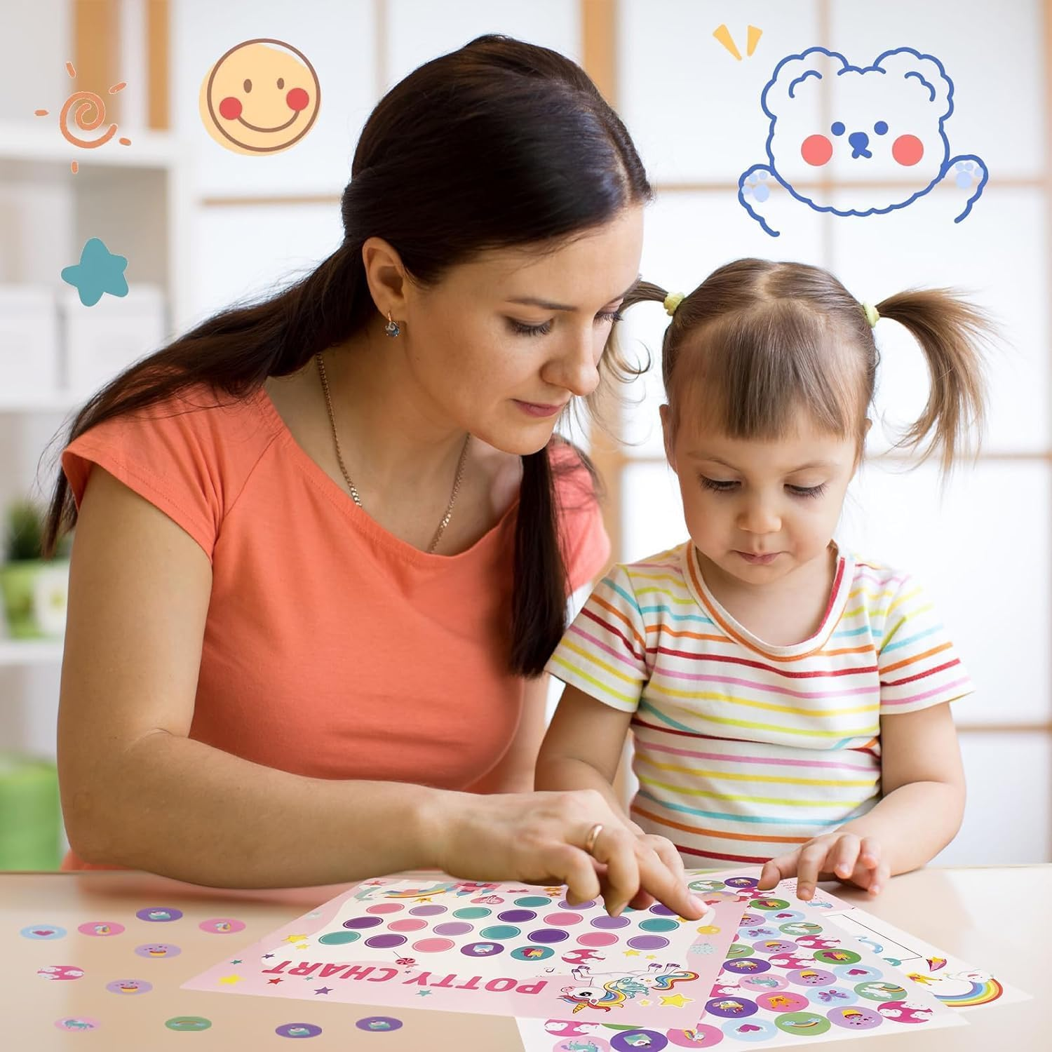 Potty Training Chart for Toddlers Boys & Girls Cartoon Potty Chart with Stickers Toddler Potty Training Sticker Chart for Toilet Training Kids Rewards Chart for Reward Chart on Wall or (Beast) image number 3