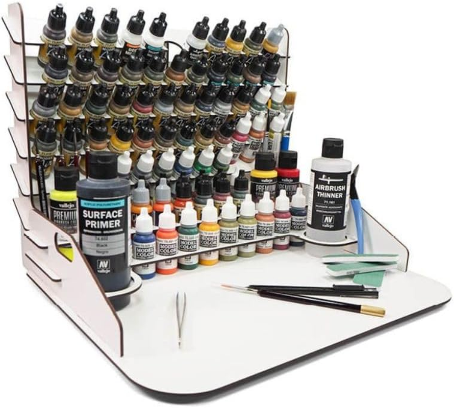 Vallejo Paint Display and Work Station with Vertical Storage - 50 X 37 Cm, Organized Workspace for Artists