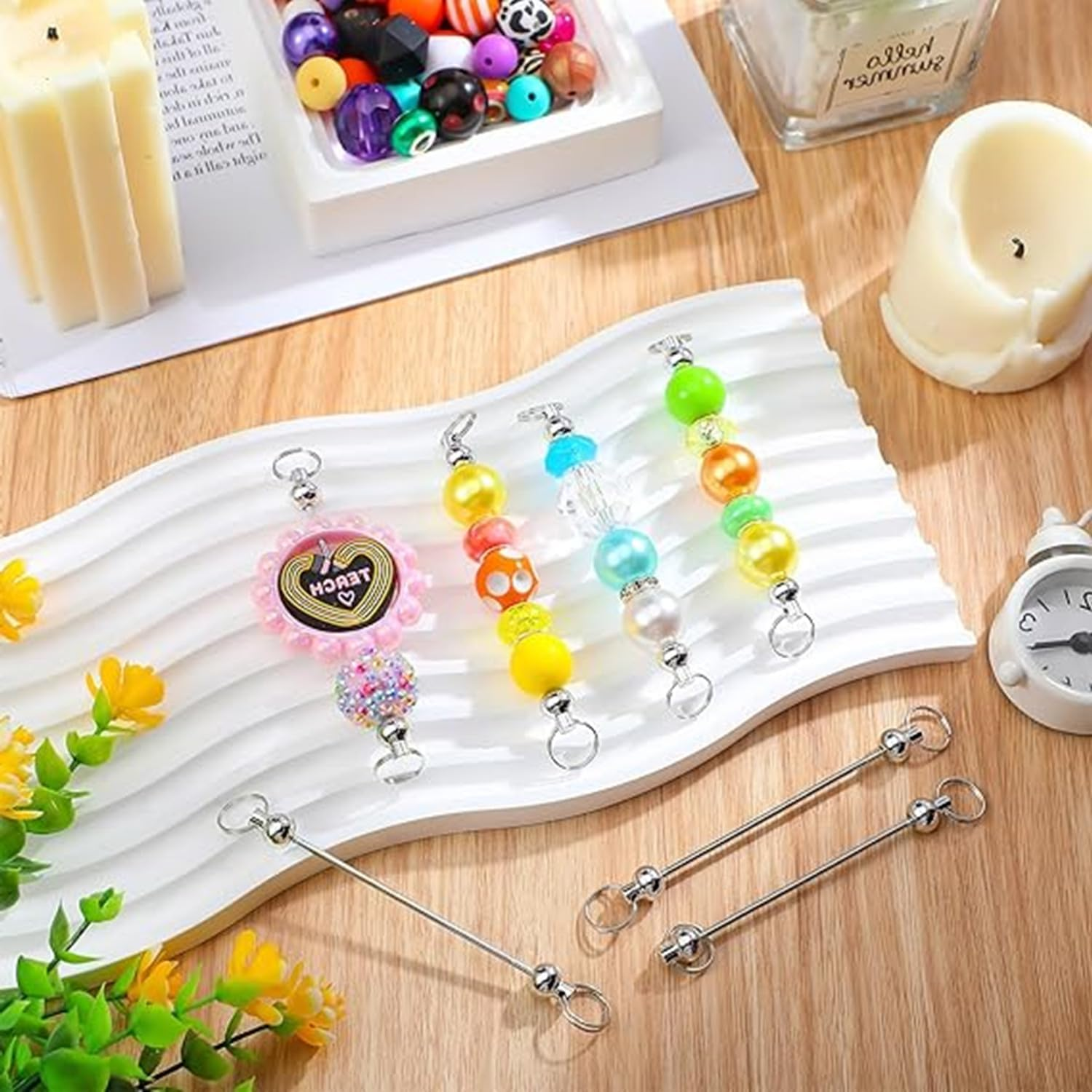 Blank Beadable Keychain Bars Metal Bead Keychain Bar Link Detachable Key Chain for DIY Craft Making Gift Accessories(10Pcs) image number 3