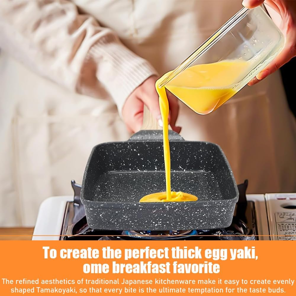 Tamagoyaki Pan, Versatile Square Fryin Pot, Multi-Stove Compatible Skillet, Even Heat Distribution, for Breakfast Cooking (38 X 16.5 X 3.7 CM) image number 6