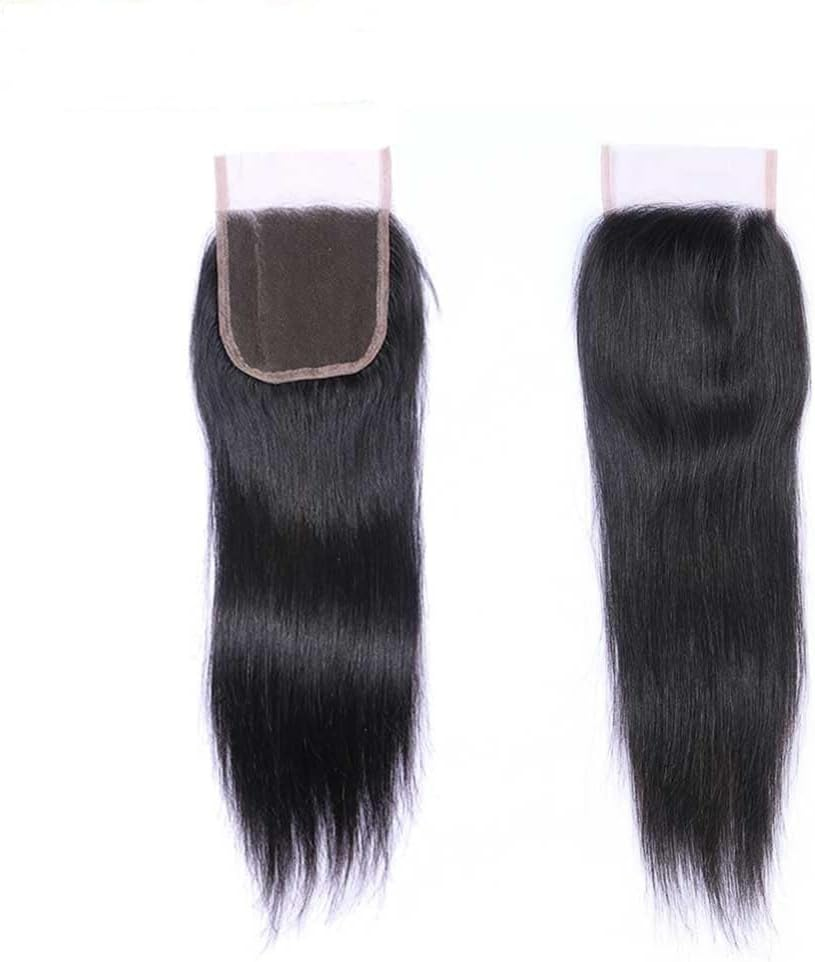 Muaby Straight Human Hair Bundles with Closure Brazilian Virgin Hair Weave Bundles Human Hair Free Part 4 X 4 Lace Closure Natural Colour Can Be Dyed 3 Bundles and Closure 12 14 16 + 10 Inches image number 1