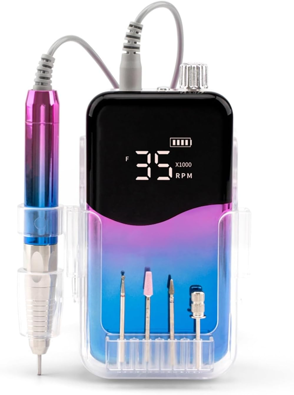 Portable Nail Drill, Professional 35000 RPM, Rechargeable Electric Nail File Machine E File for Acrylic Nails Gel Polishing Removing, Cordless Efile with Bits Kit for Manicure Salon Home (Color : YEL image number 3