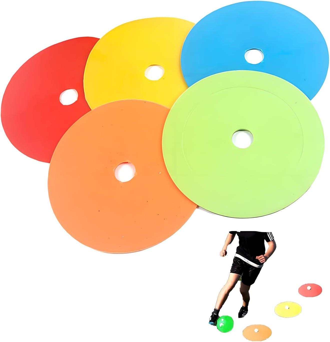10PCS Flat Cones Spot Markers, Spot Floor Point Markers,Suitable for Agility Training,Football,Basketball,And Sports Training, anti Slip Training Markers image number 2