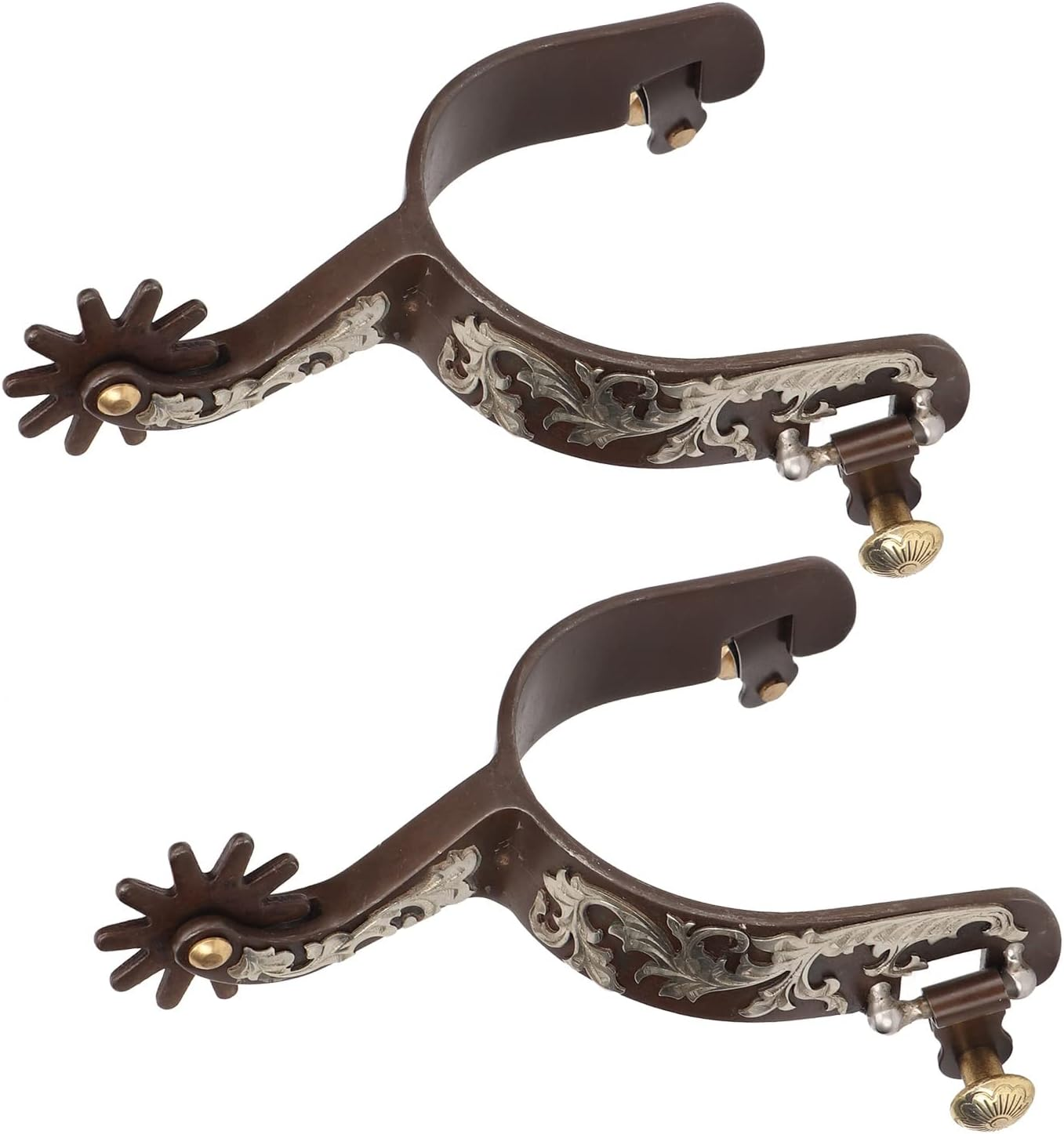 Multifunctional Stainless Steel Horse Spurs, Vintage Antique Brass Design, Turnable Gear for Reminders without Hurting,Style Vintage Carved Spurs image number 2