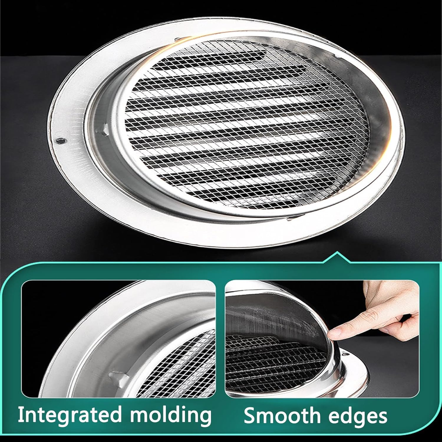 Vent Soffit Vents Exterior,Vent Cover, round Flat Ducting Cover Cover with Built-In Screen Mesh/1Pcs