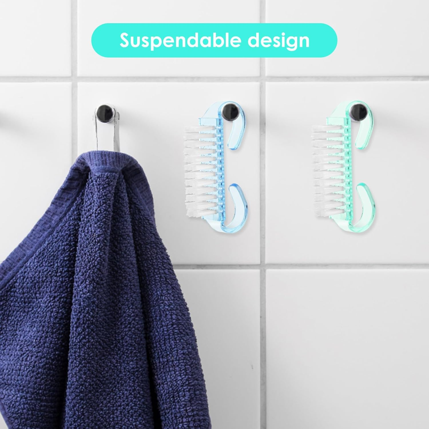 Pack of 8 Nail Brush, Abeillo Fingernail Brush, Plastic Handle, Fingernail Exfoliating Cleaning Brushes, Manicure Dust Brush, Pedicure Scrubbing Tool for Toes and Nails (7 Colours) - Multicoloured image number 5