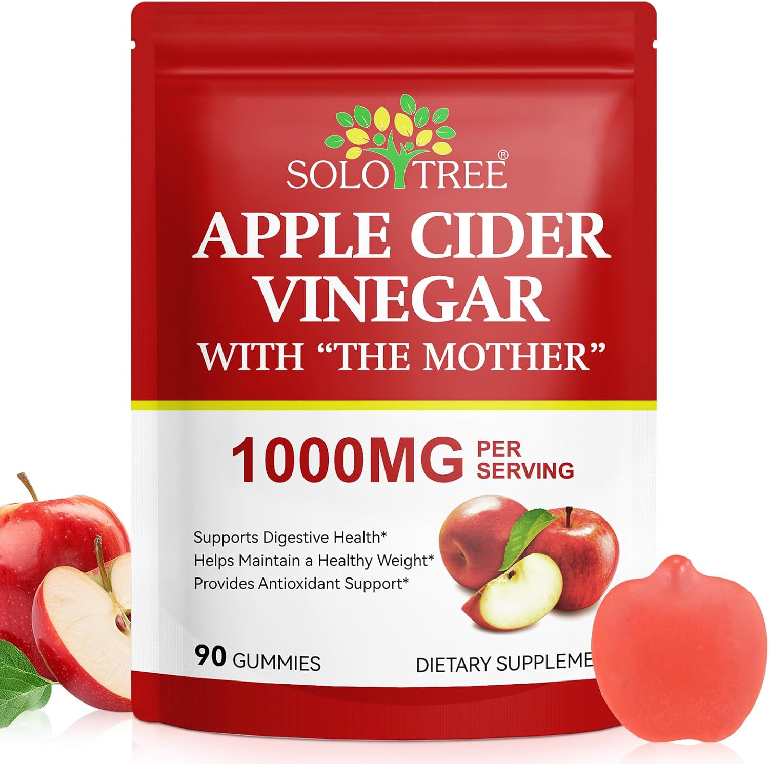 Apple Cider Vinegar Gummies 1000Mg | with the Mother | Added B Vitamins, Iodine, Beetroot & Pomegranate | Great-Tasting Daily Supplement | 90 Gummies image number 3