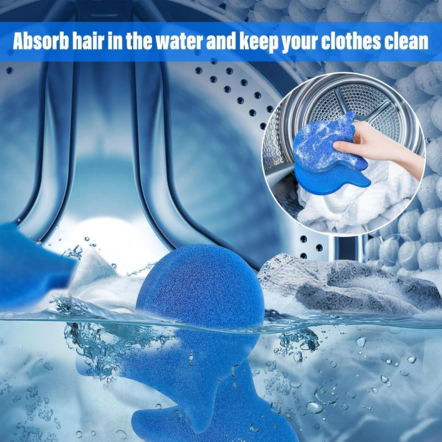 Washing Machine Pet Hair Remover-8 Pcs,Reusable Laundry Pet Hair Catcher Lint Balls Remover, Cat & Dog Hair Remover, Clothing & Household Cleaning,Washing Dryer Balls for Clothing (Deep Blue) image number 5