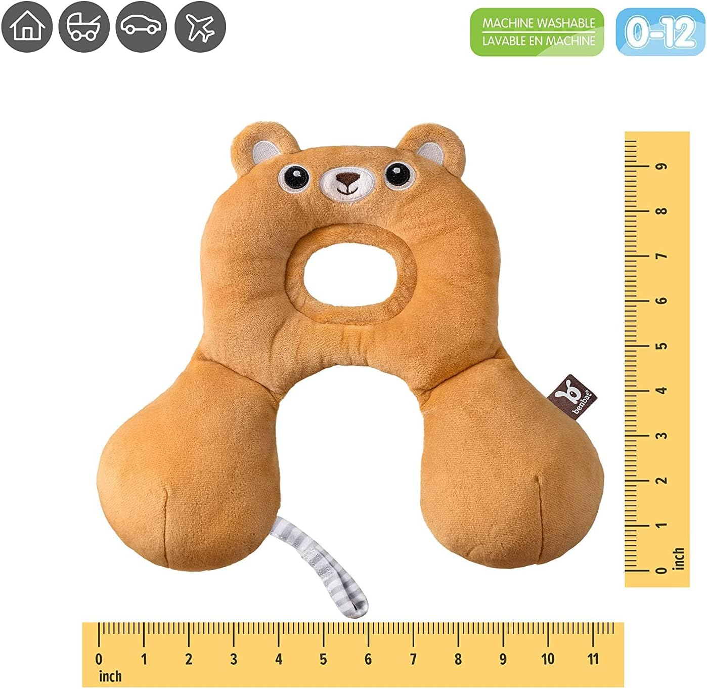 BENBAT Bear Design Travel Friends Headrest for 0 to 12 Months, Orange, 0-12 Mths (211) image number 1