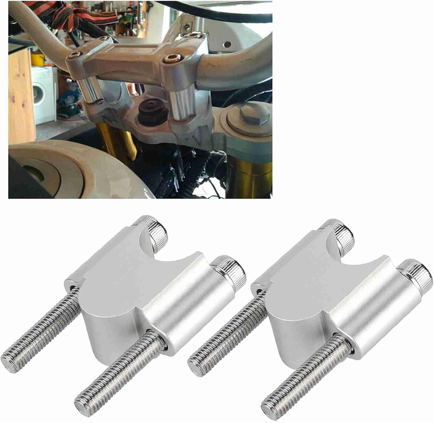 Universal Fit Motorcycle Handlebar Riser, 30Mm Aluminum Alloy Handlebar Riser Clamp for 7/8 Inch Handlebars, Durable Electroplated Finish - Black image number 4