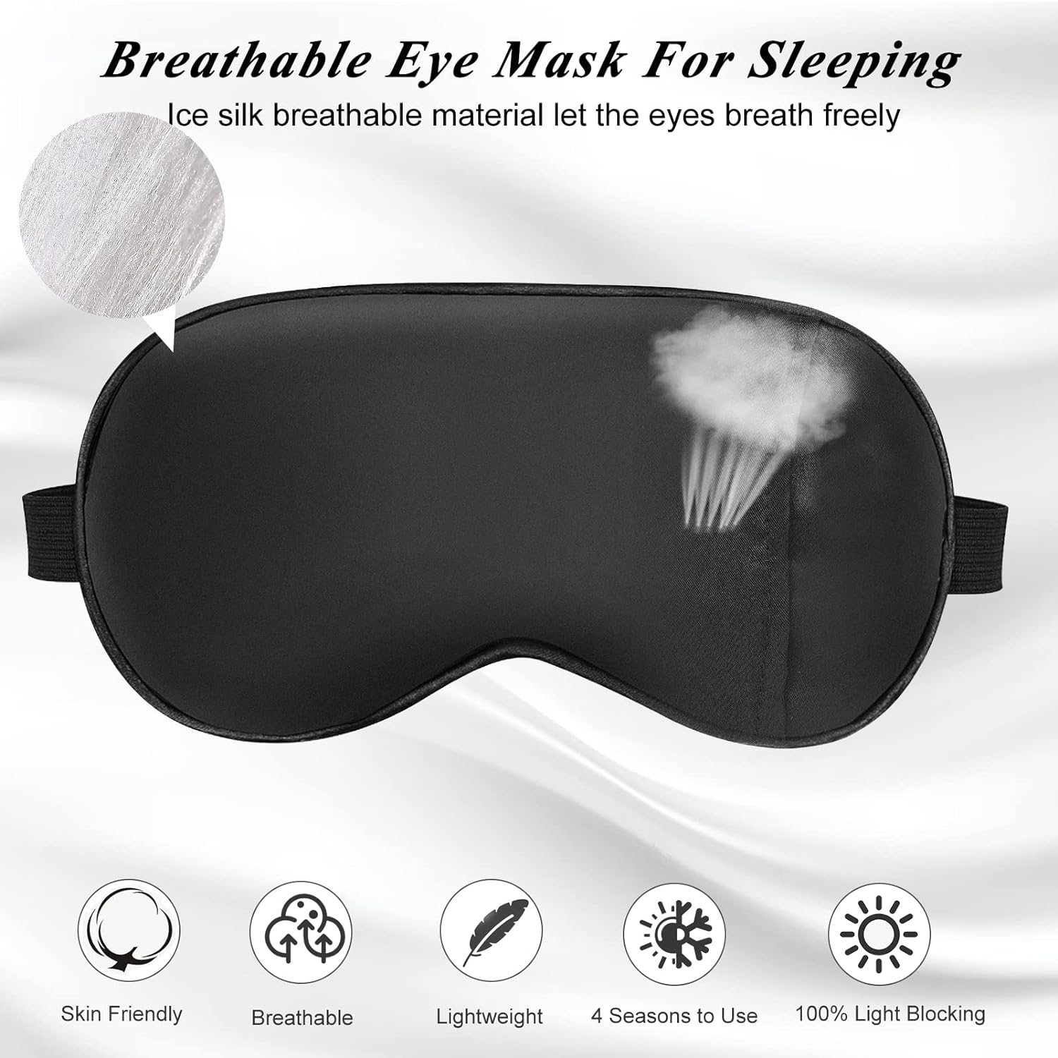 Cavoilu Eye Mask, Cooling Sleep Mask Gel Eye Mask for Sleeping, Reusable Black Silk Sleeping Mask for Travel, Gifts for Men Women