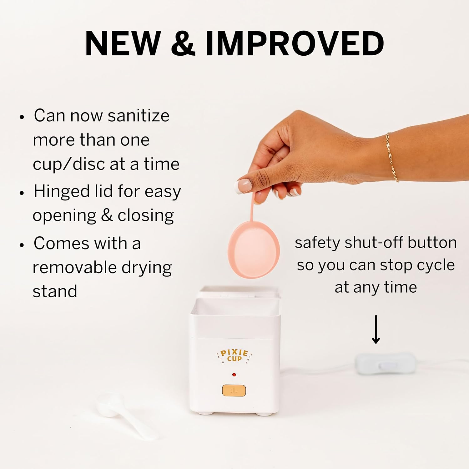 Pixie Menstrual Cup Sterilizer - Ranked 1 for the Best Steamer - Kills 99.9% of Germs with Cleaner Steam - Wash Your Period Cup or Disc in 3 Minutes! - Automatic Timing Shut-Off Switch image number 4