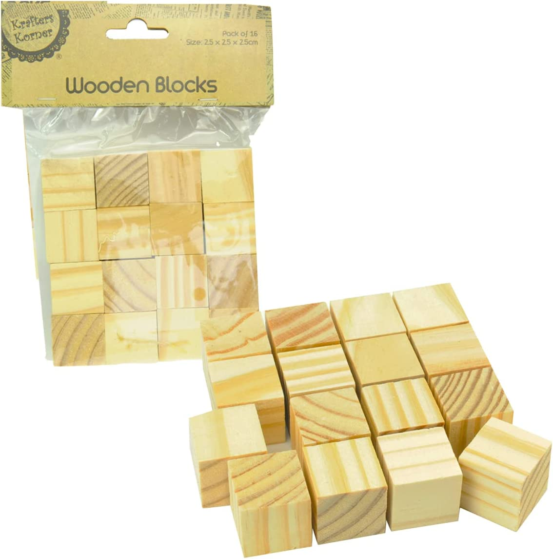 [2PK] Craft Wooden Blocks, Wood Material, Non- Toxic, Eco-Friendly, Can Be Left Natural, Stained, Varnished, Painted, Wood Washed, Stamped or Colored (2.5 X 2.5 X 2.5Cm) image number 6