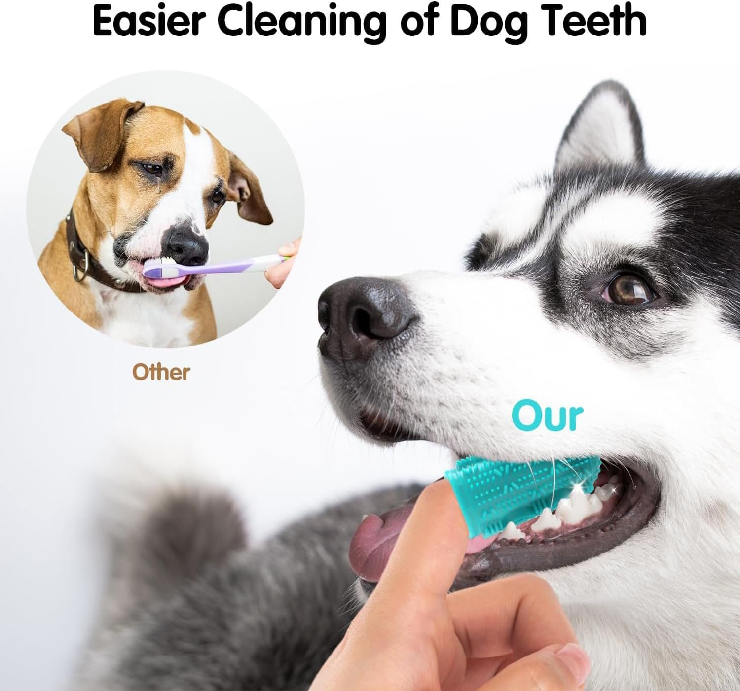 Silicone Dog Toothbrush - 4 Pack Finger Toothbrush Kit for Dogs & Cats | Plaque Remover, Dental Care & Teeth Cleaning Tools image number 5