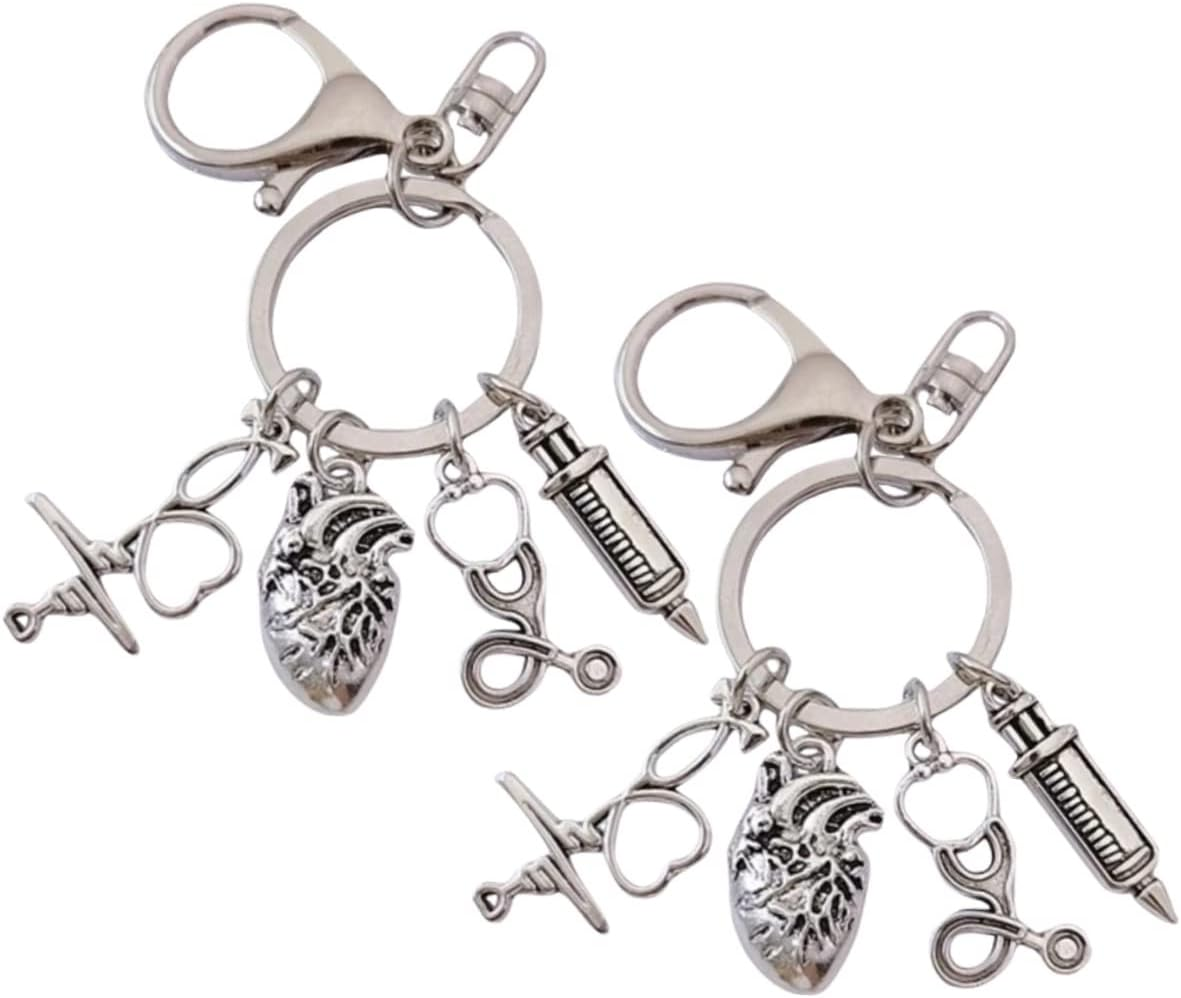WRITWAA 2Pcs Metal Keychain Holder Heart Design Keyring for Doctor Gifts Party Supplies Decor image number 3