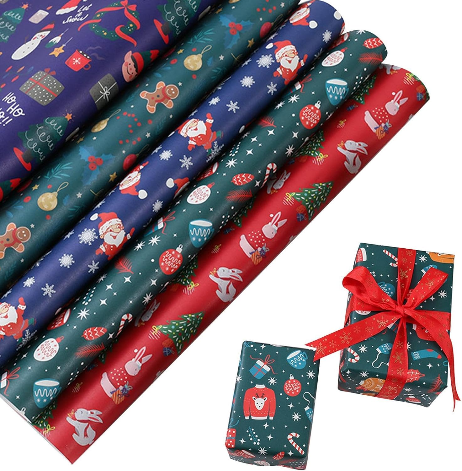 Christmas Wrapping Paper Kids,Snowflake Wrap Paper - Christmas Wrapping Paper Christmas Tree Pattern Wrap Paper for Boys Girls Kids image number 2