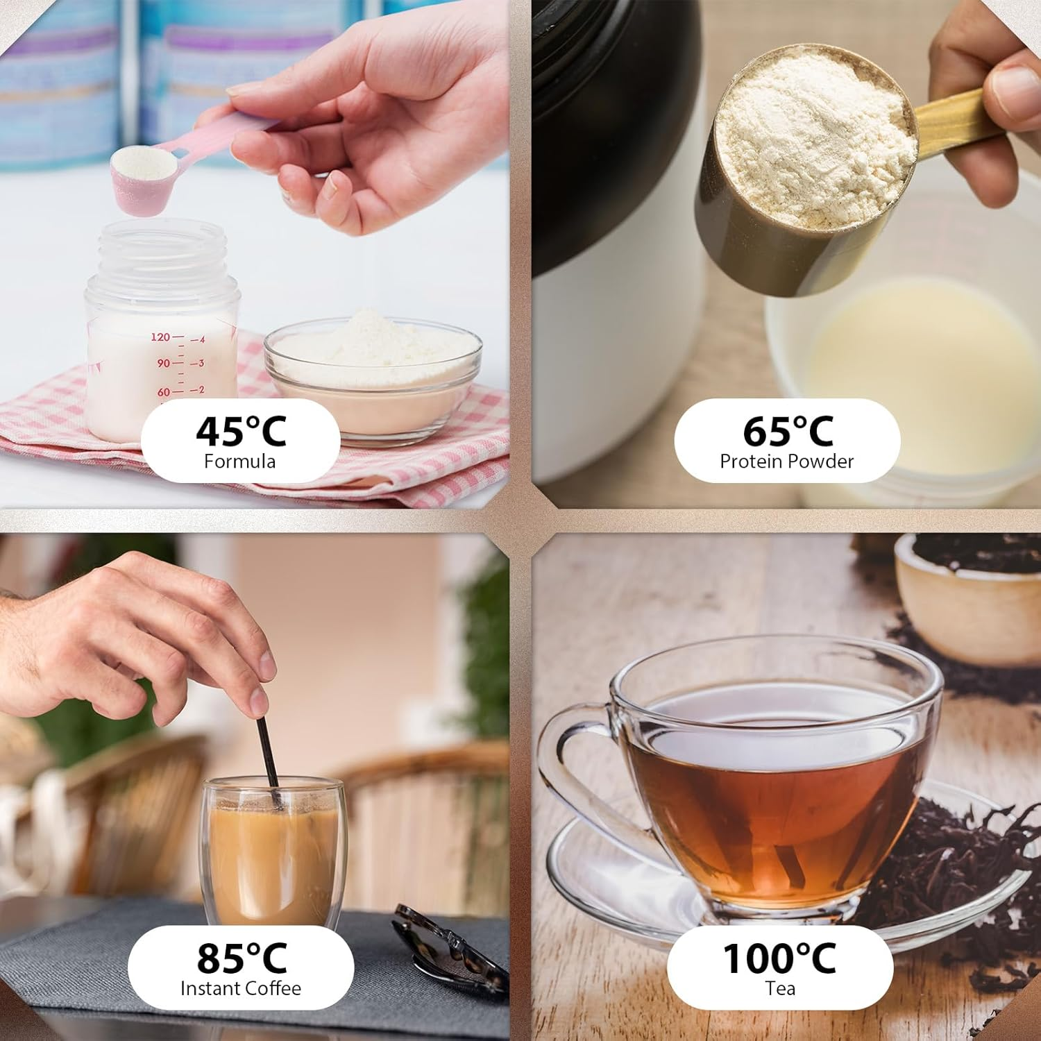 AIRHOP Instant Hot Water Dispenser, Quick Heating Hot Water Dispenser with Child Locks, Adjustable 5 Temp with 3 Water Volume Dispense, 3L Removable Tank, Ideal for Home Office Kitchen, Black image number 4