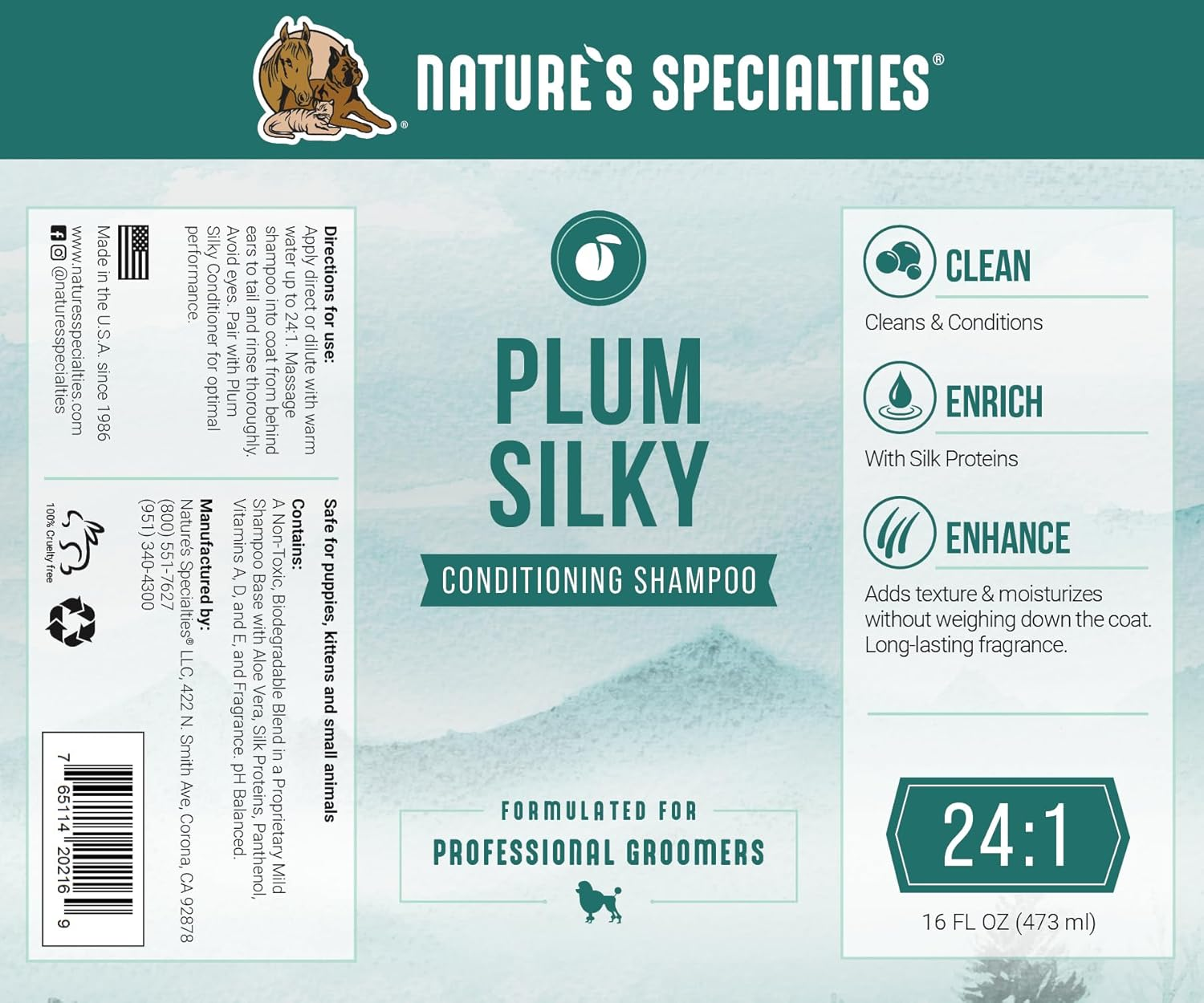 Nature'S Specialties Plum Silky Pet Shampoo 16-Ounce image number 4