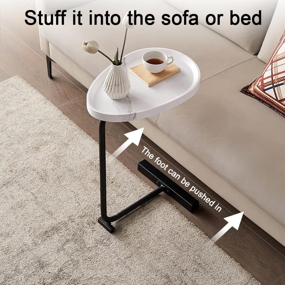 C Shaped End Table, C Table for Couch,Coffee End Table,Sofa Snack Side Side Tables,With Metal Frame, Industrial, for Living Room,Bedroom (Style D)
