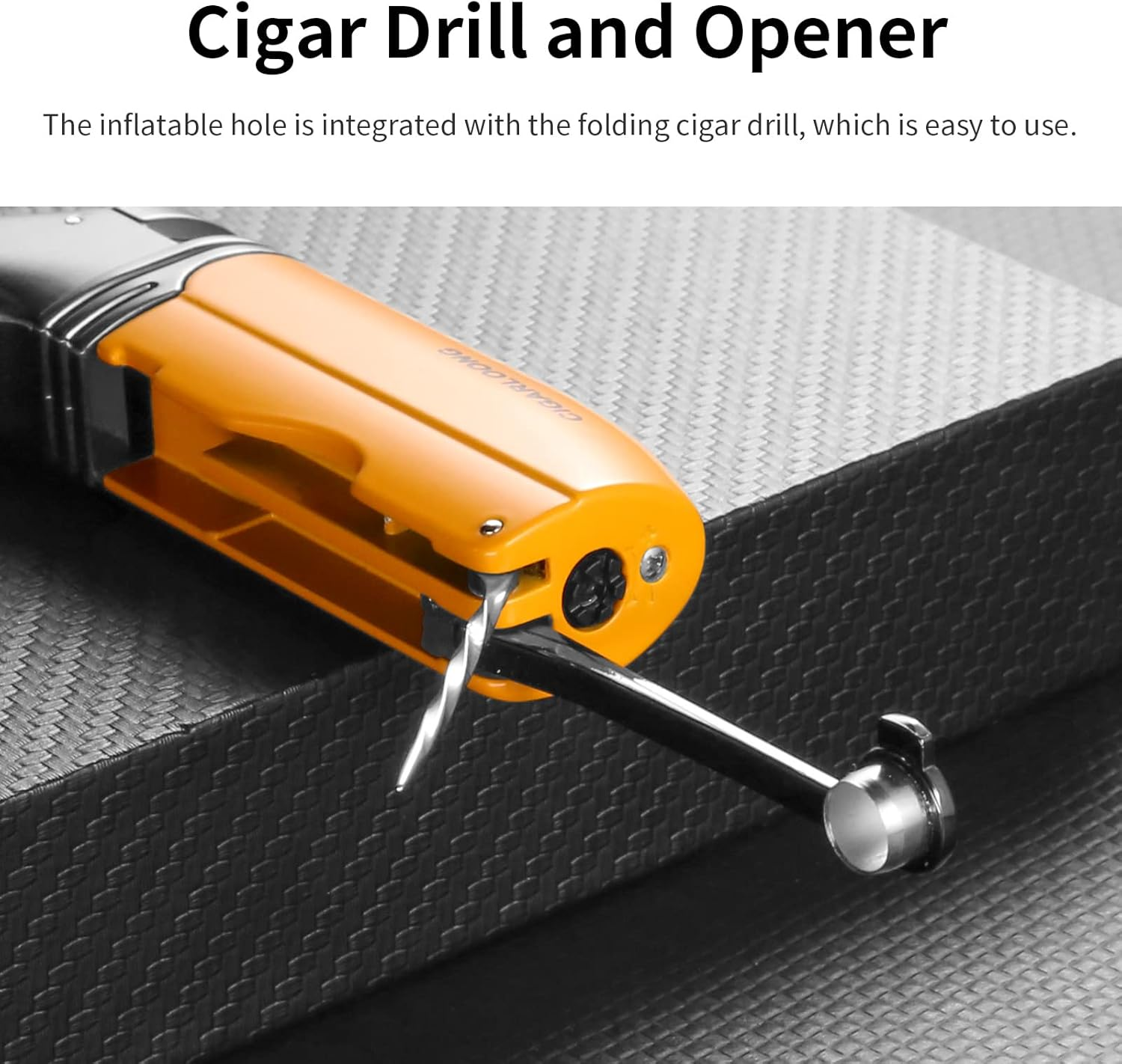 CIGARLOONG Cigar Cutter and Lighter Ashtray Set Sharp Blade Cigar Guillotine and Torch Flames Refillable Windproof Lighter with Cigars Punch&Needle Ceramics Ashtray with Gift Box(Yellow) image number 3