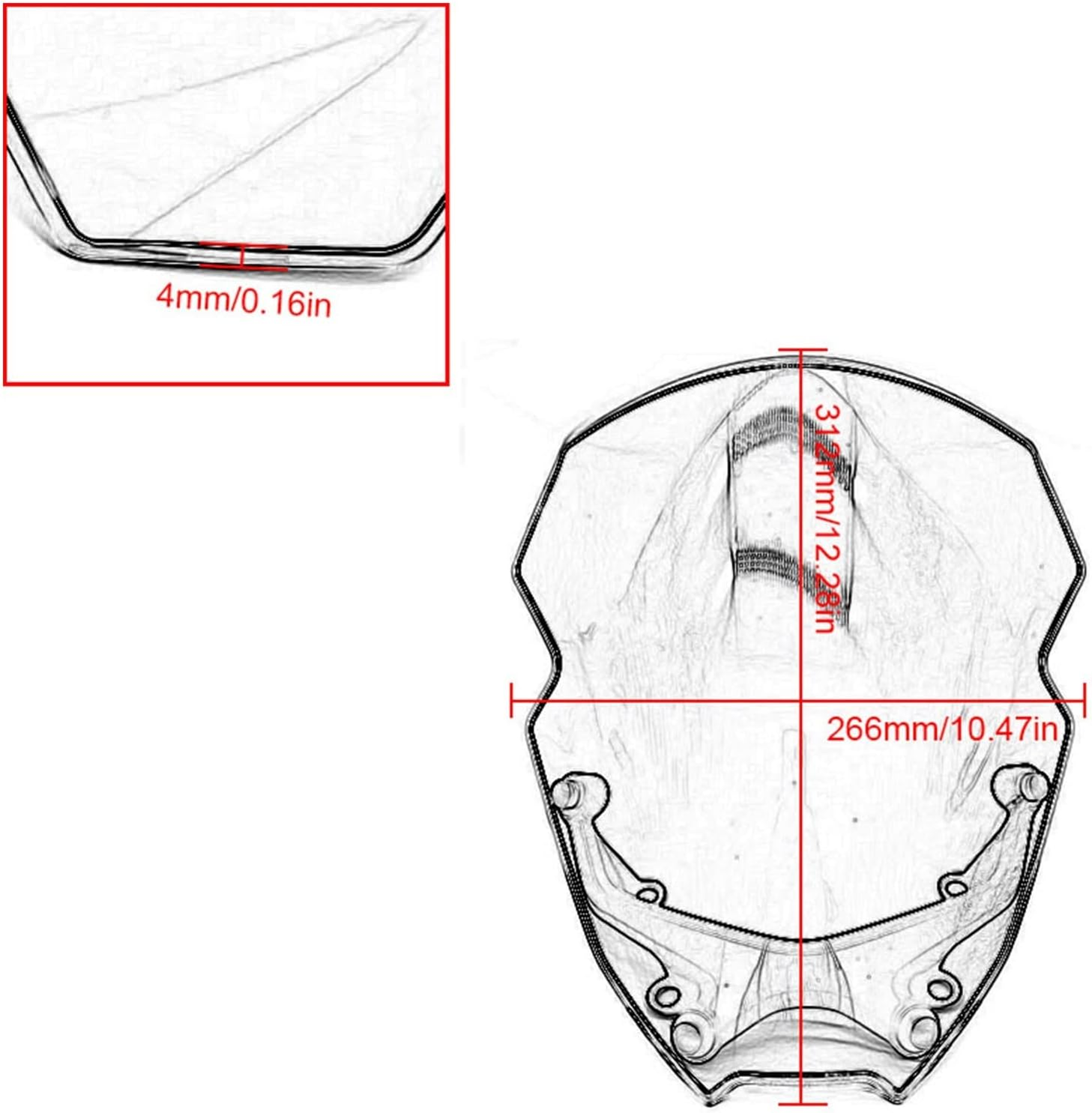 KANGYEBAIHUODIAN Motorcycle Sports Windscreen Windshield Wind Deflector Fit for Yamaha MT09 MT-09 MT 09 2021 2022 FZ-09 FZ09 Wind Screen Accessoreies (Color : Clear) image number 3