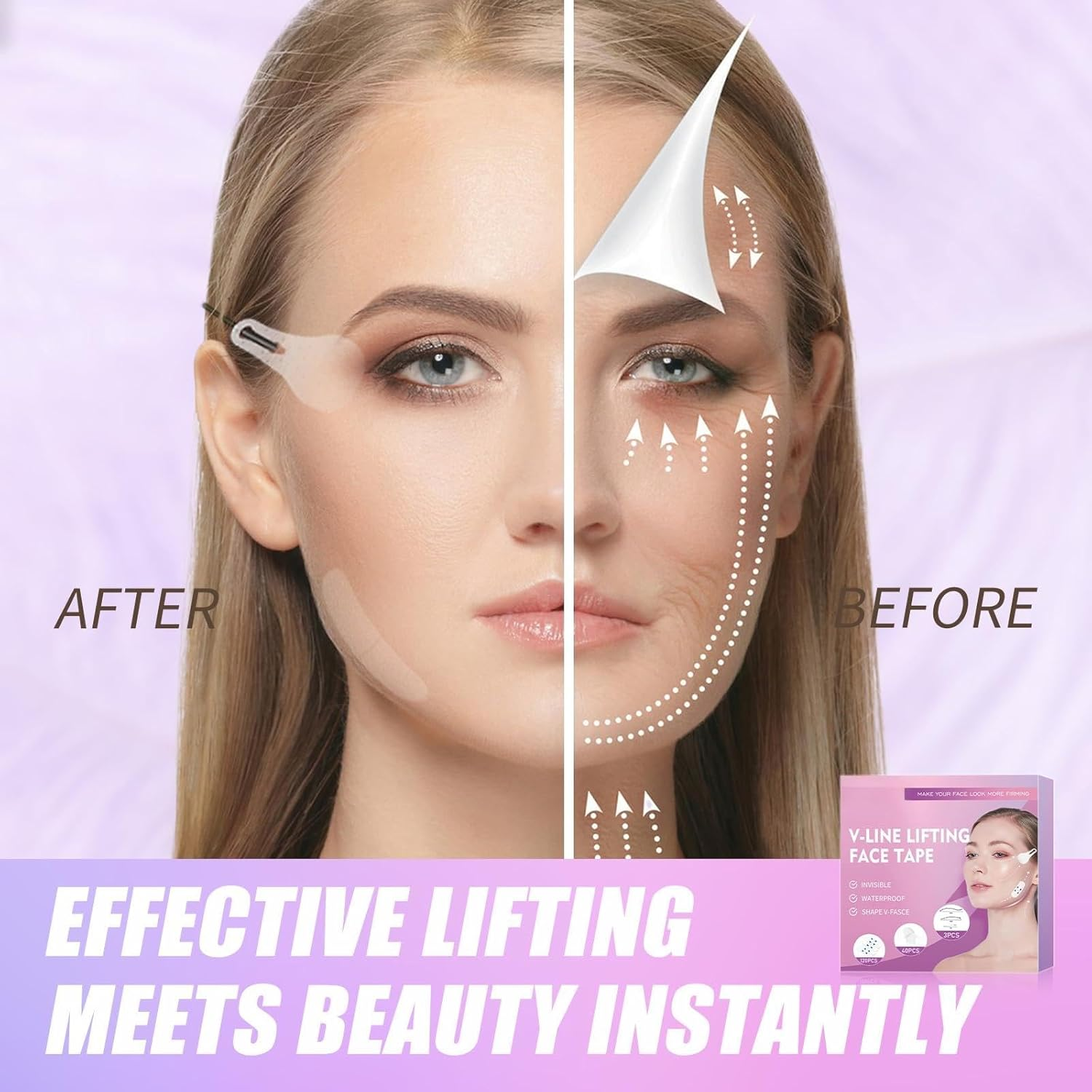 Neck Lift Tape,Neck Tape Lifting Invisible,Face Tape,Face Lift Tape,Face Lift Tape Invisible,V-Shaped Instant Face Tapes for Lifting Sagging Skin Eyes Double Chin Wrinkles Waterproof Mix Box 160PCS