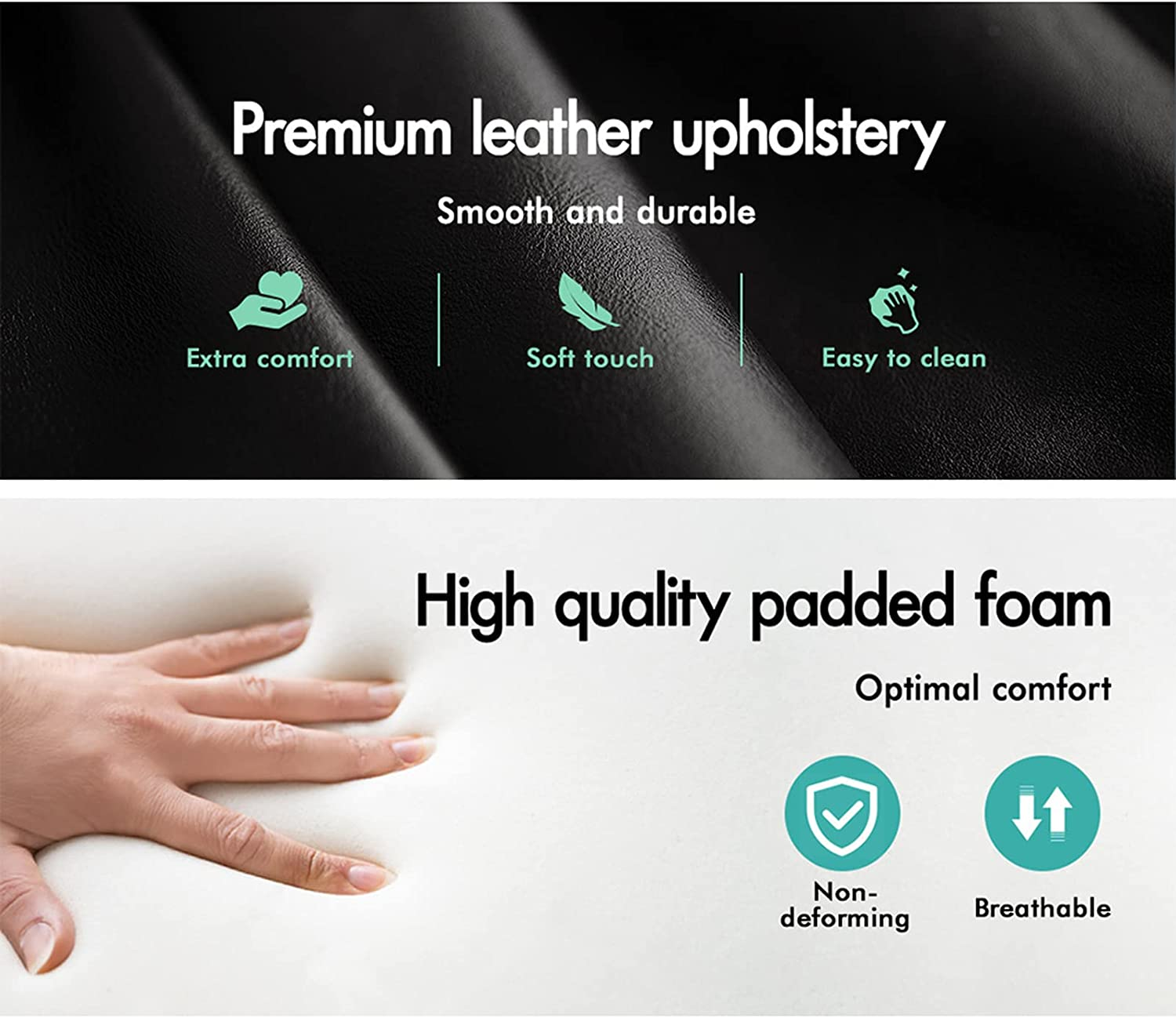 ALFORDSON Office Chair with Height Adjustable SGS Listed Gas Lift, PU Leather Home Ergonomic Desk Chair with Removable Armrest Cover, Padded Computer Chair for Gaming, Max 150Kg(Mid Back Esmae White) image number 4