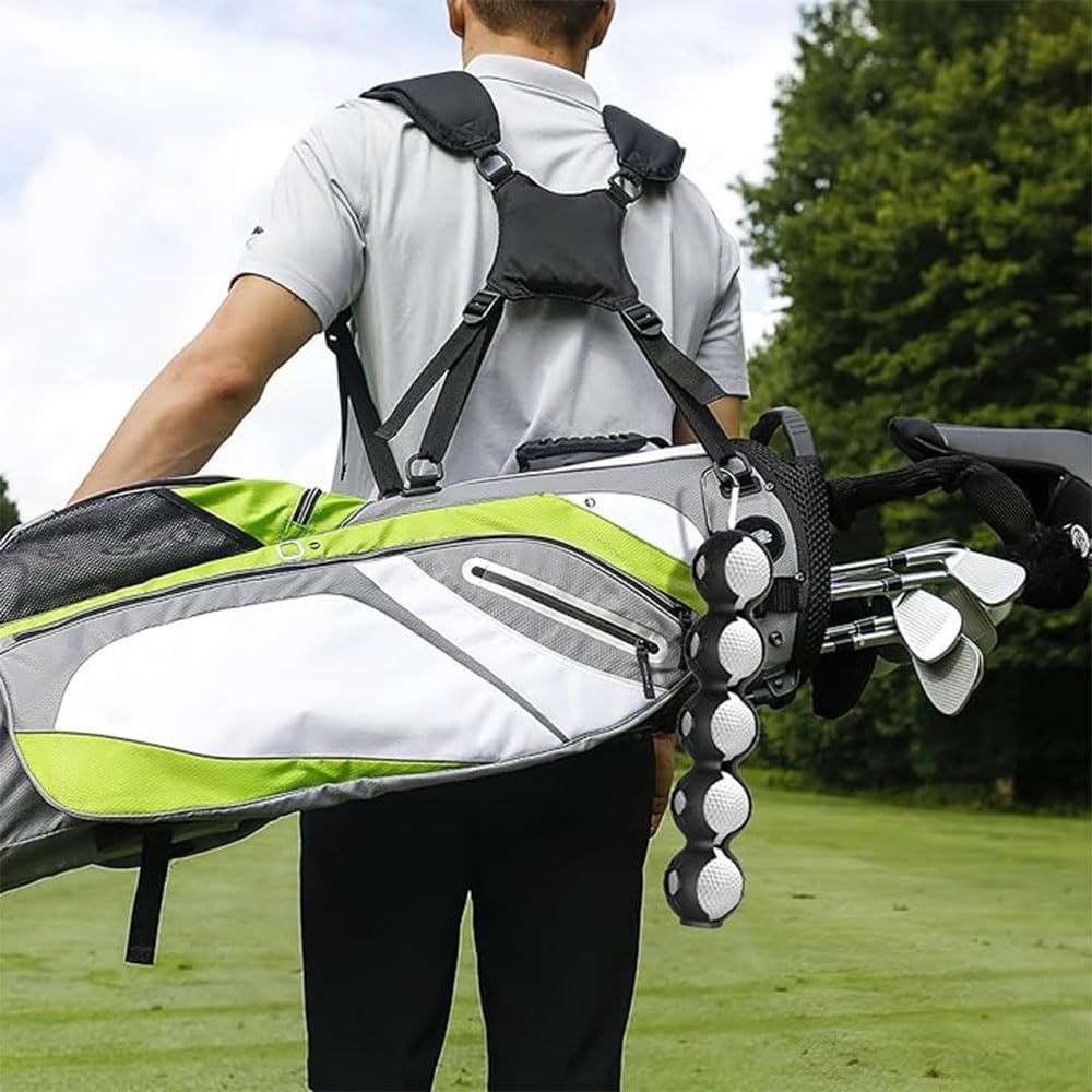 Golf Ball Holder Bag - Portable Pouch Holds 5 Balls, Easy Attachment to Bag Belt, Silicone Sleeve - Outdoor Sport Gifts for Men and Women - Black image number 2