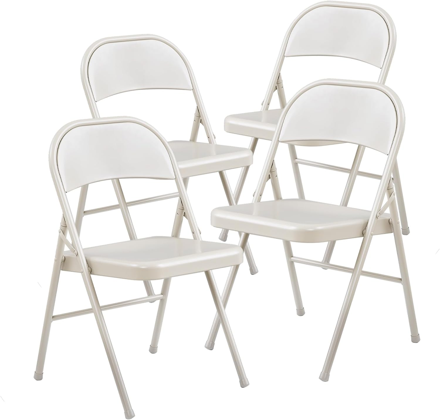KAIHAOWIN All Steel Folding Chair- Set of 4 Metal Foldable Chairs Indoor with Backrest for Meeting Office Wedding Party Events Space Saving& Heavy Duty-Beige image number 3