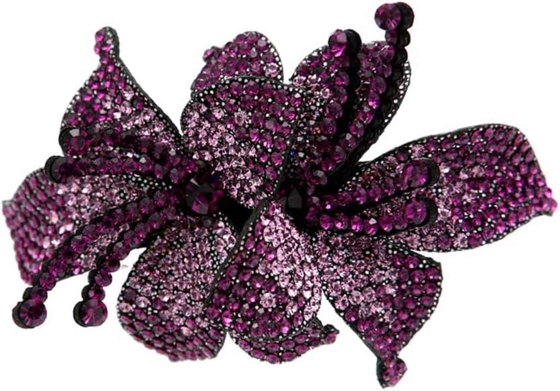 Rhinestone Hairpin,Crystal Barrette,Curl Hair Clip,Three-Dimensional Full Drill Flower Big Butterfly Spring Clip Shining Top Clip Horizontal Clip Hairpin Headdress (Color : B, Size : 10.5 * 6.8Cm) image number 3