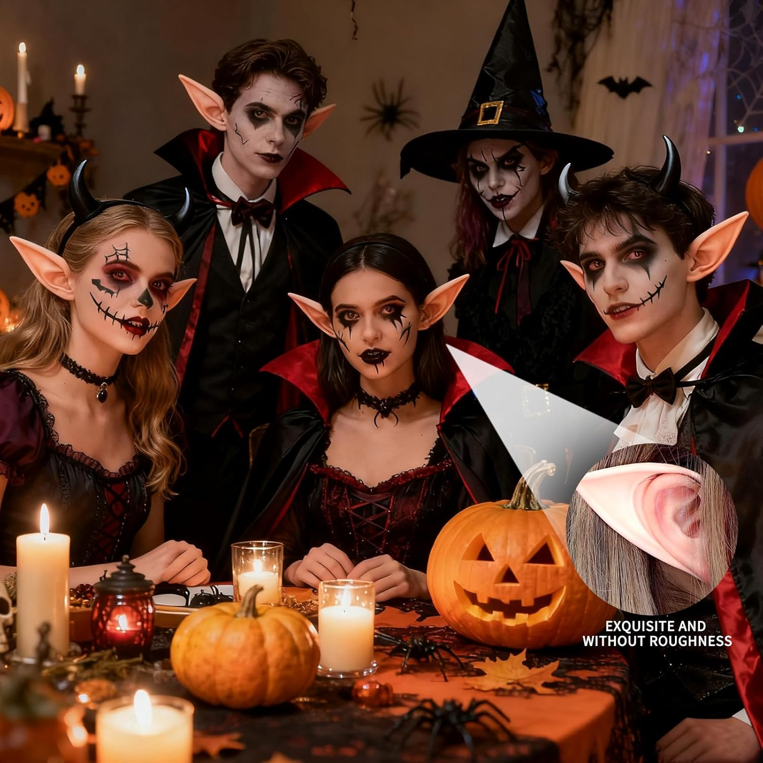 3 Pairs Halloween Elf Ears - Soft Pointed Elf Ears, Comfortable Skin-Friendly Lightweight for Adult Cosplay, Fairy Costume, Halloween Party, Gothic Outfits, Cosplay Photo Shoots & Holiday Gatherings