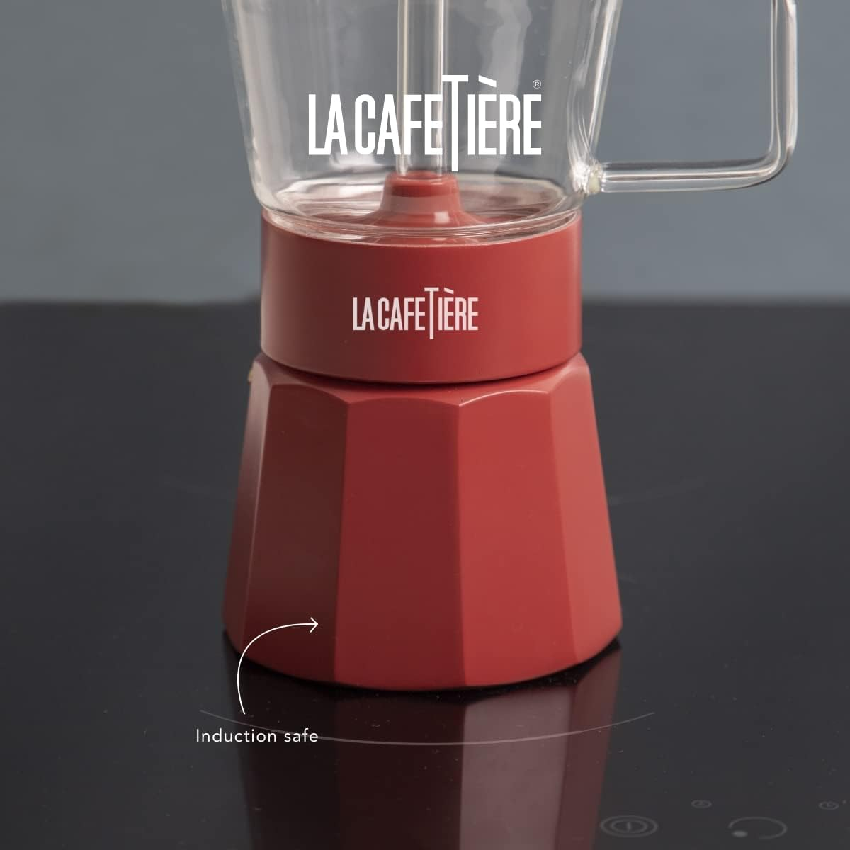 La Cafeti&egrave;re Verona Glass Espresso Maker, Red, 6 Cup, Gift Boxed - Chrome image number 6
