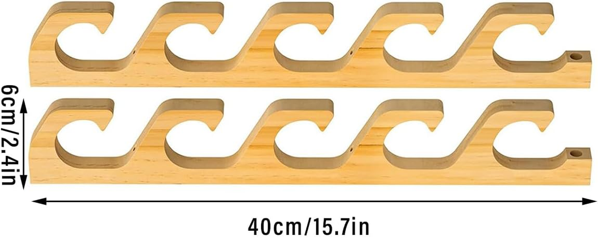 AIMALL Bamboo Fishing Rod Rack - Wall-Mounted Storage, 15.7In, Solid Wood, Holds 5 Rods, Universal Fit for Most Fishing Rods image number 3