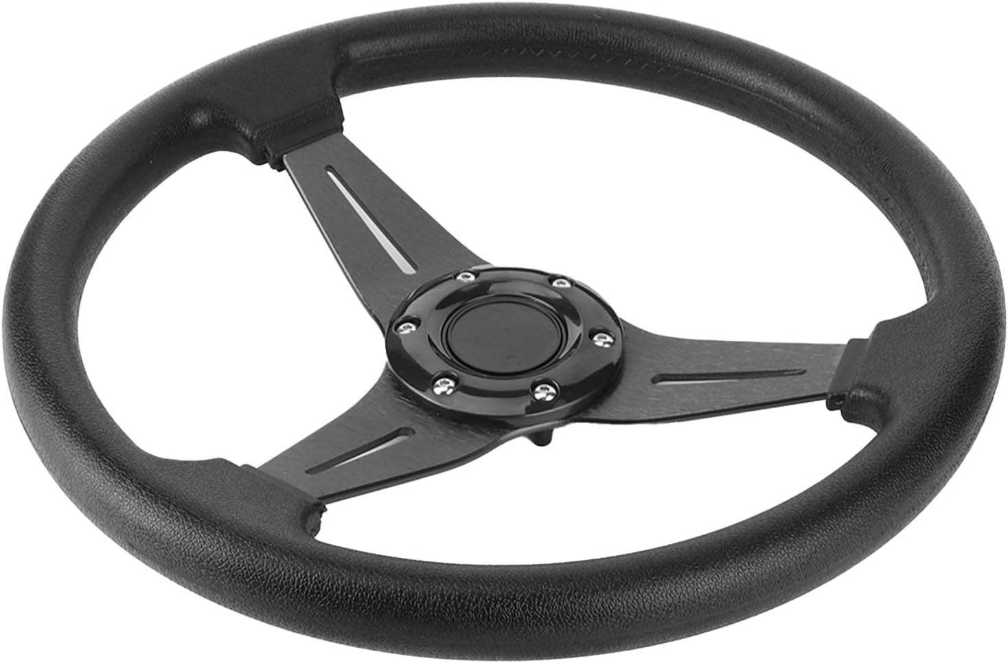 Racing Car Steering Wheel, 350Mm/14 Inch, Universal Drift Modification, Black - Black image number 2