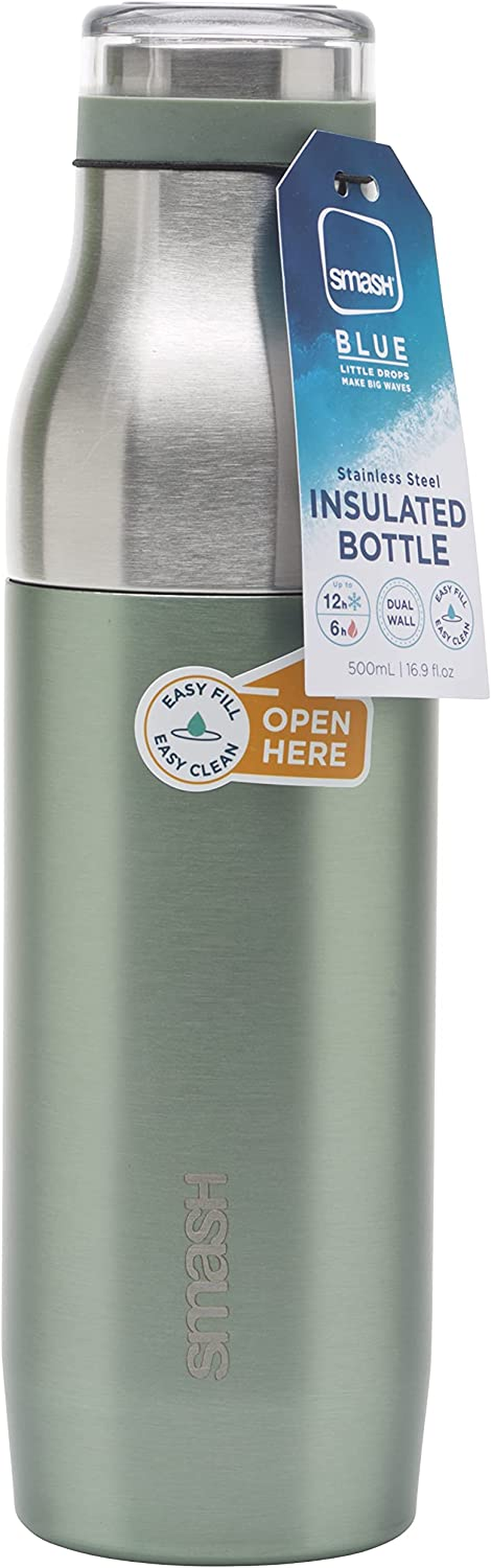 Smash Stainless Steel 500Ml Water Bottle, Sage - Blush image number 2