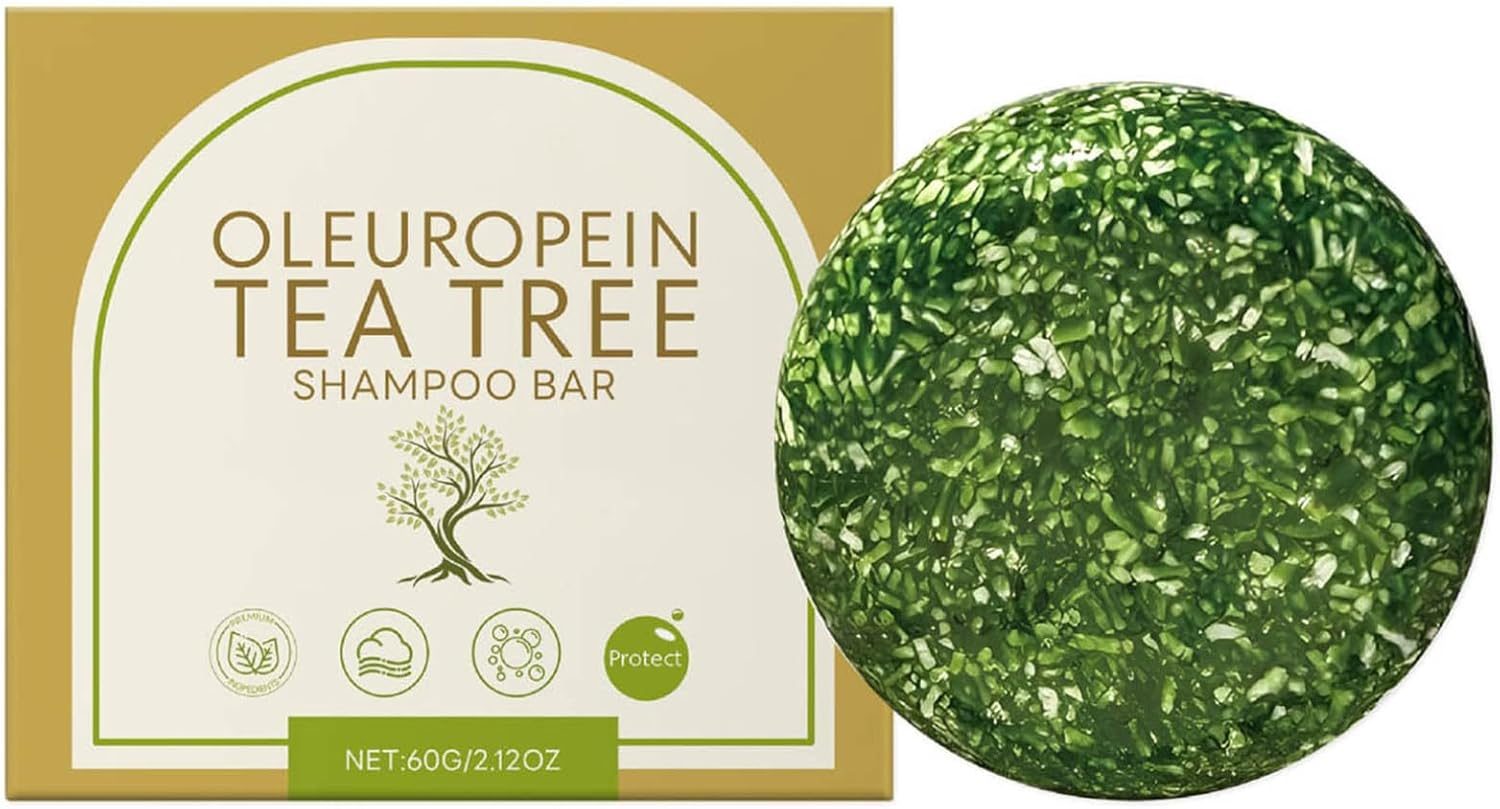 FEESHOW Tea Tree Oil Shampoo Bar for Dry Damaged Hair - Plant-Based Hydration & Scalp Refresh Green One Size image number 2
