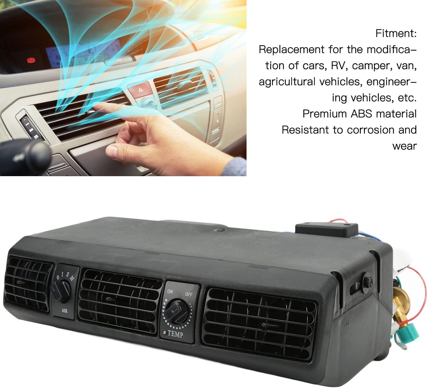 Universal Underdash Air Conditioner Evaporator, 360CFM, 3 Speed Assembly for RV, Car, Truck, Campers (24V) image number 1