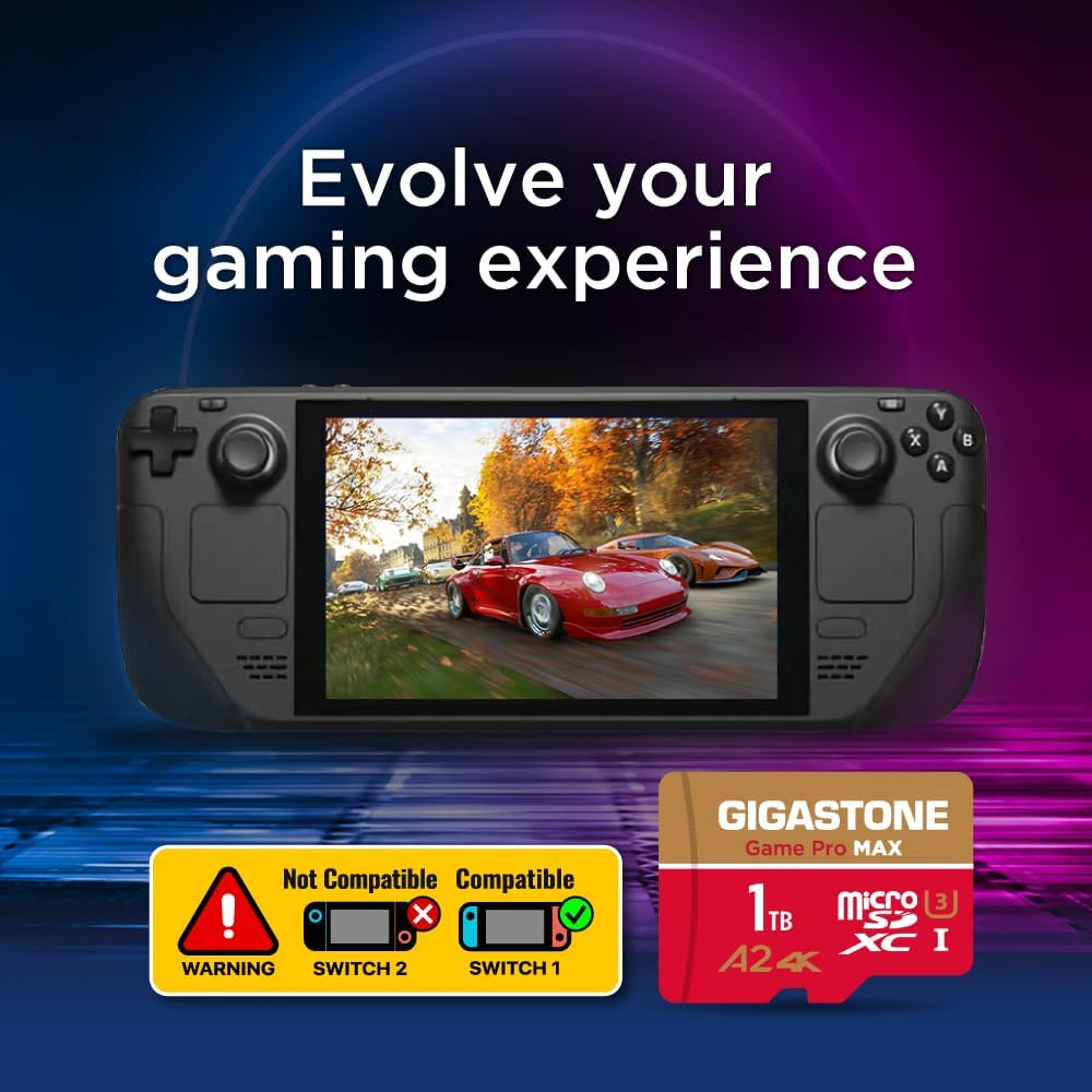 [5-Yrs Free Data Recovery] GIGASTONE 1TB Micro SD Card, 4K Game Pro MAX, Microsdxc Memory Card for Nintendo-Switch 1, Gopro, Action Camera, DJI, UHD Video, R/W up to 100/90 Mb/S, UHS-I U3 A2 V30 C10 image number 5