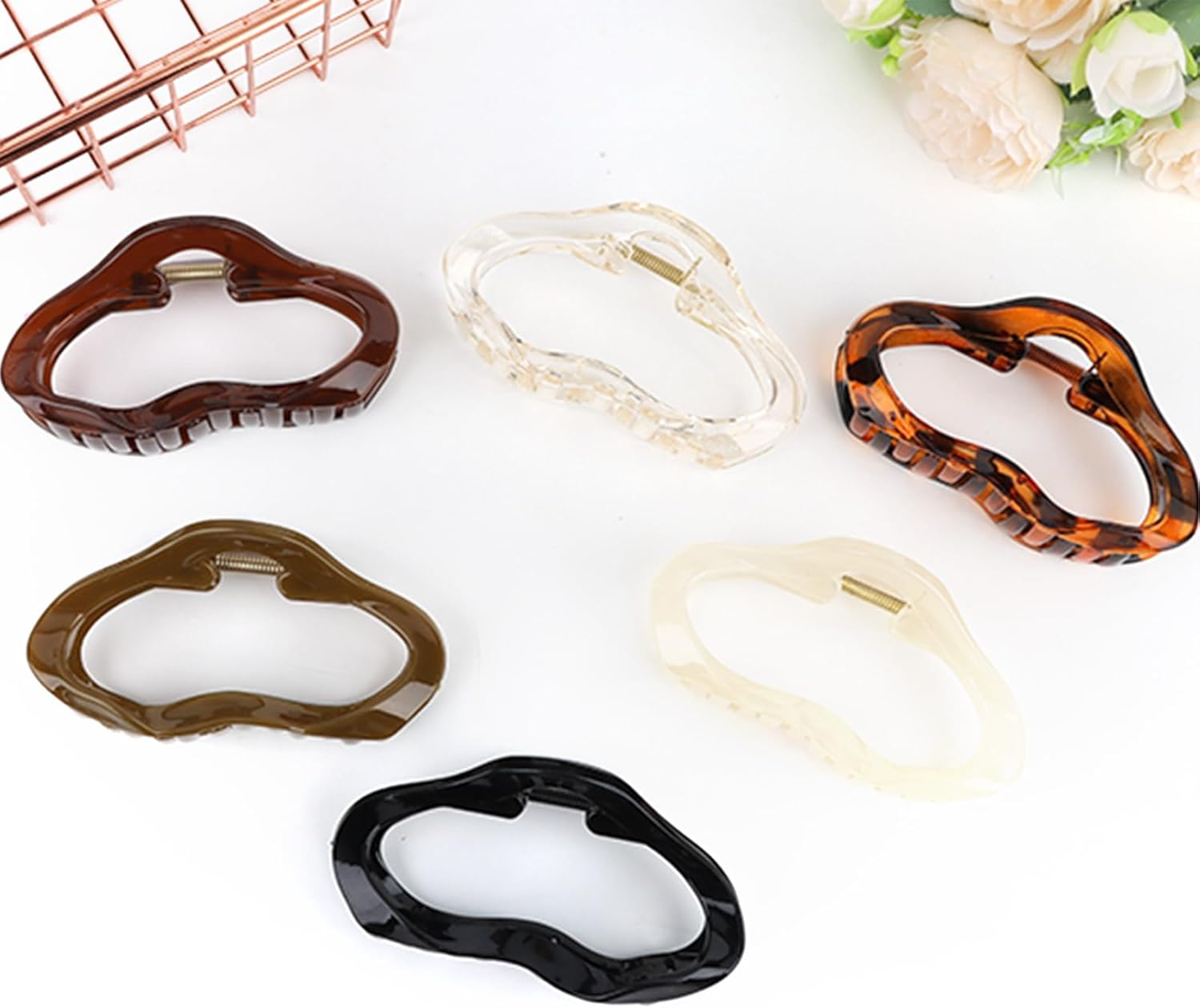 Exipsat Pack of 6 Large Hair Clips, Octopus Hair Clip, Women, Non-Slip Hair Claw for Thick Hair, Hair Styling Accessories for Women and Girls, Neutral Colours image number 3
