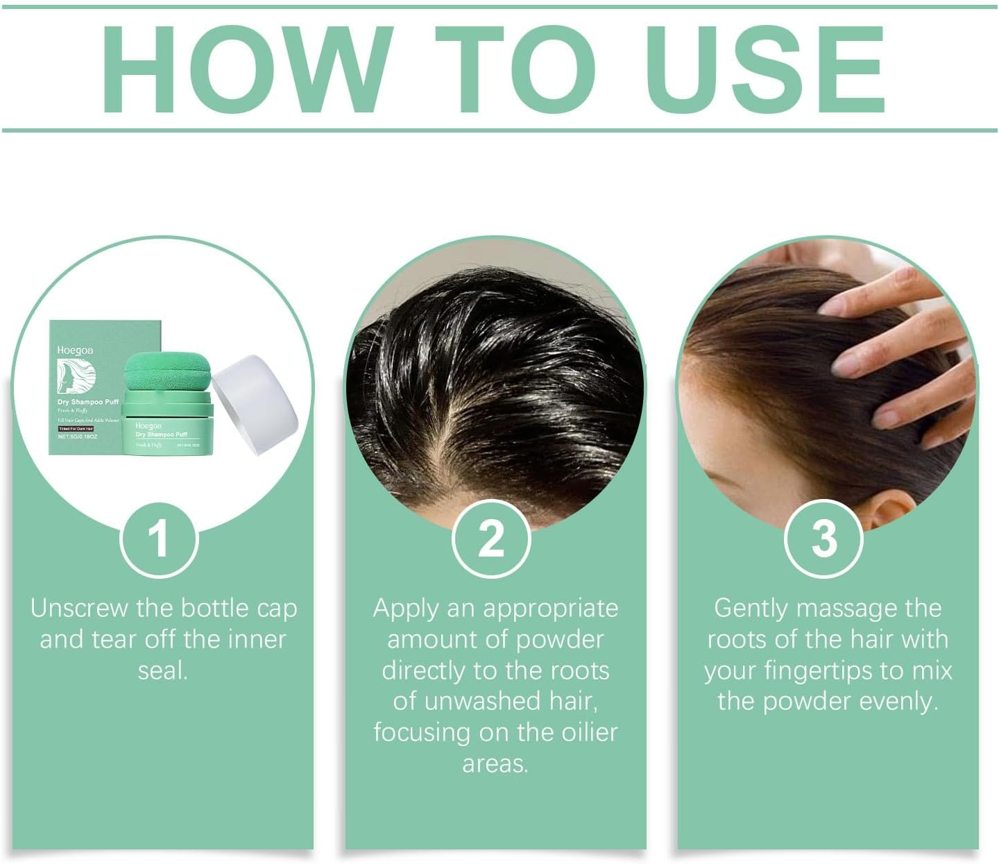 Dry Shampoo Puff, Matte Powder Dry Shampoo Applicator for Men Women Dark Hair (1) image number 6