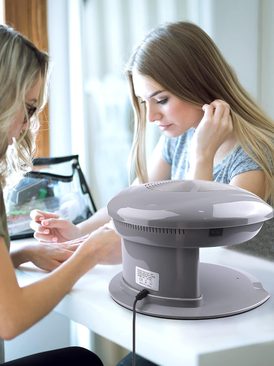 Kalolary Nail Lamp, 400W Air Nail Dryer Nail Fan Hair Dryer for Hands and Feet Nail Polish Automatic Sensor Warm Cool Breeze Use at Home and Salon (Grey) image number 6