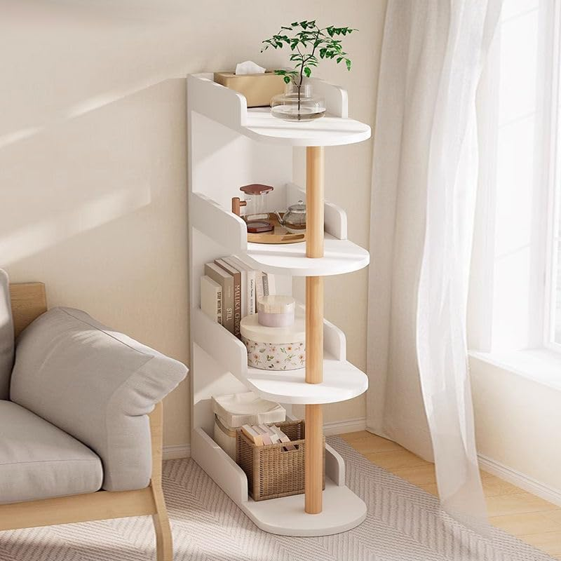 Enliansgo 4 Tier Bookshelves Bookcases, Book Shelf Storage Organizer, Home Office Bookcases, Freestanding Display Storage Shelves Modern Bookcase for Bedroom, Living Room and Office, White