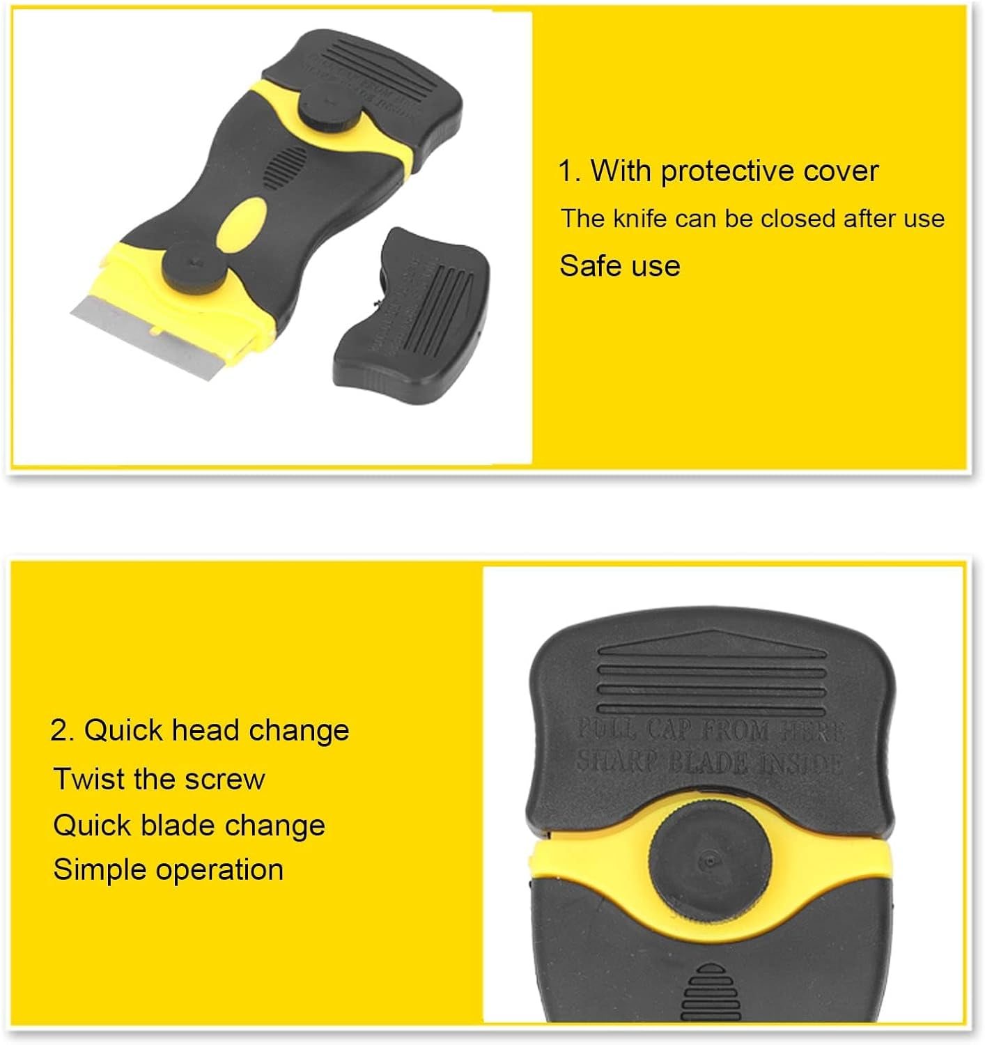 Razor Blade Cleaning Scraper, Glass Scraper for Window, Tough Plastic Scrapers, Adhesive Remover, Car Detailing Hand Tools (Blue) image number 5