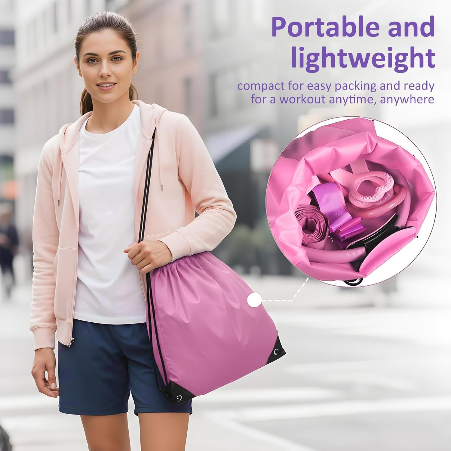 Pilates Ring Essentials Kit for Women, Home Workout Equipment Set with 9.8&rdquo; Ball, Resistance Bands, Magic Circle, Accessories, Pilates Set for Beginners - Purple image number 3