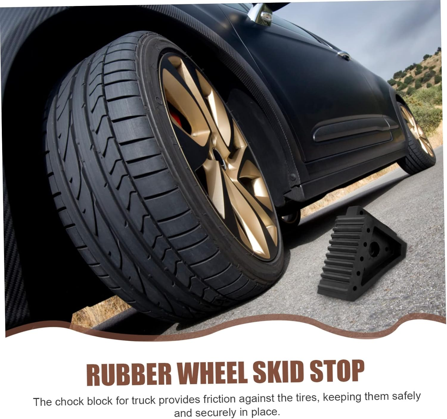 BCOATH Heavy Duty Rubber Wheel Slip Stopper for Trailer Tyre Block Prevents Sliding Slopes Folding Wheel Chocks for Car Accessories image number 4