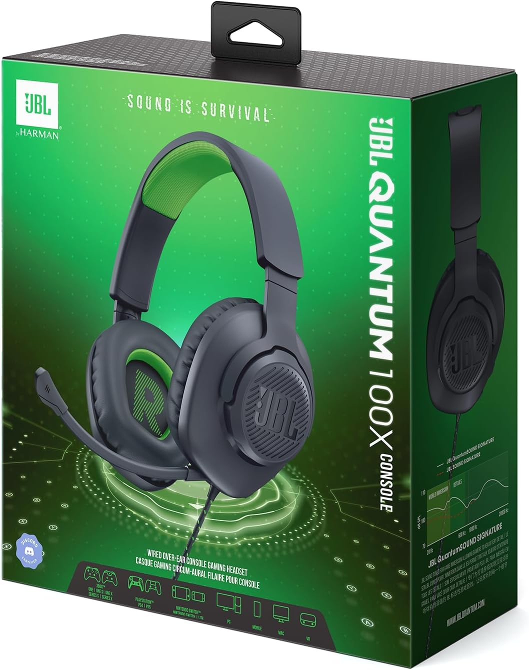 JBL Quantum 100X Xbox Version Headset, Black Green image number 3