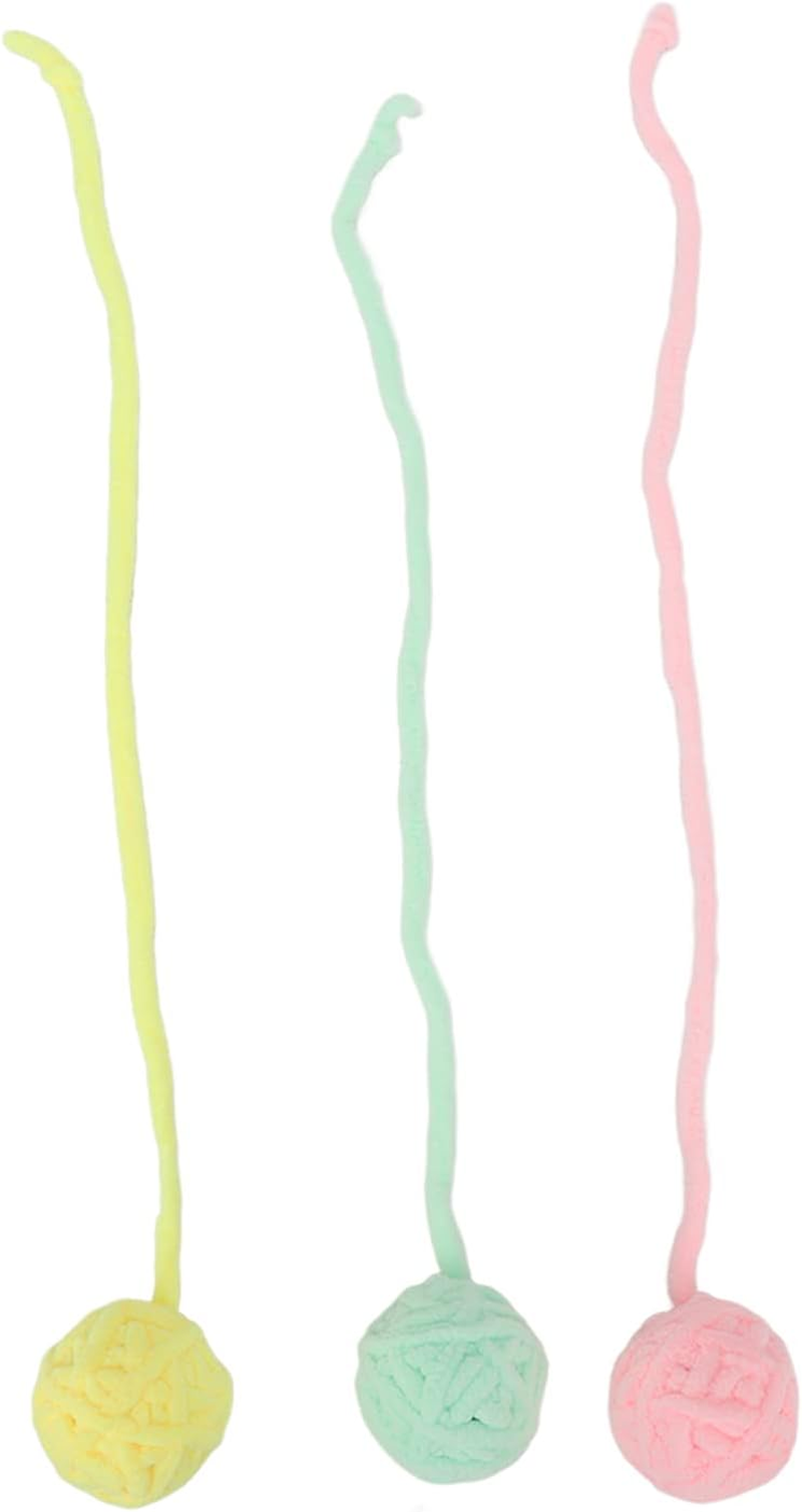 3Pcs Cat Plush Ball, Interactive Cat Fuzzy Chew Balls with Bells, Fun Adorable Colorful Cat Ball Toys Playing Soft Plush Bouncy Ball Toys for Indoor Cats Kitten (Pure Color) image number 1