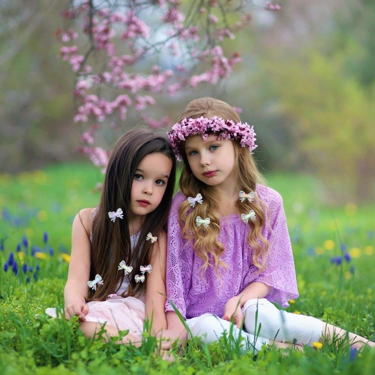 WUBAYI 18Pcs Bow Hair Clips Dazzling Cute Butterfly Hair Clips Cute Fairy Hair Clips for Children Clear Small Butterfly Baby Shatter Hair Clips, Suitable for Girls Teen Female Hair Accessories image number 2